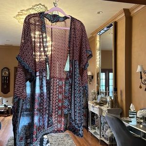Kactus cover up kimono open cardigan boho chic! Tassels floral Aztec pattern